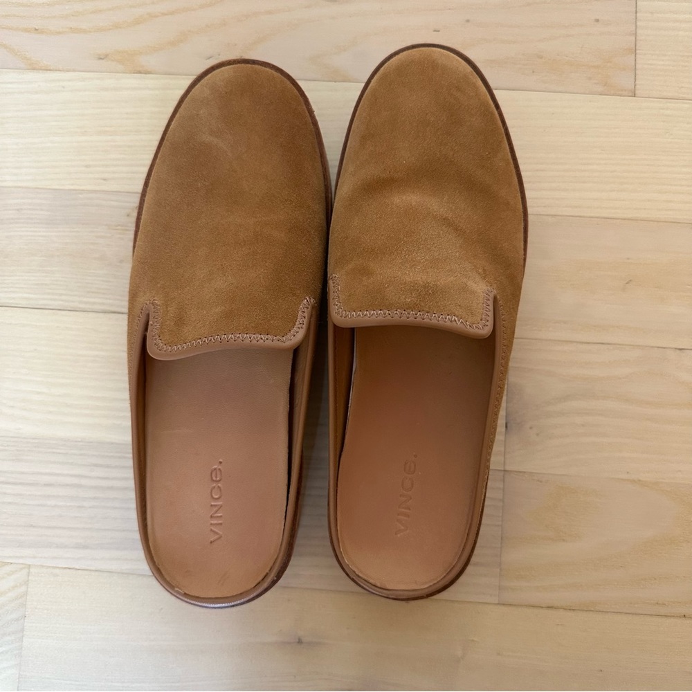 Vince Canella Suede Backless Flat Tan color Size 7